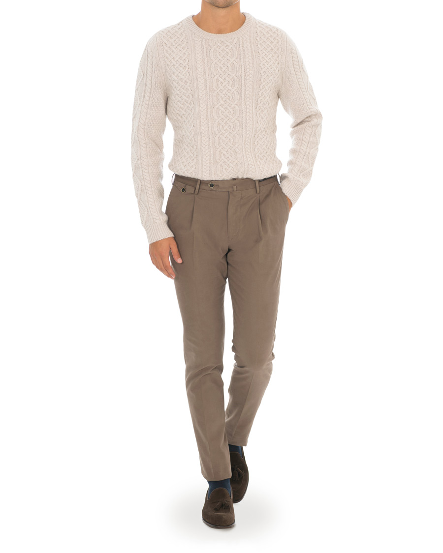 Homme | Pulls Et Tricots | Morris Heritage | Cable Knitted Cashmere O-Neck Off White