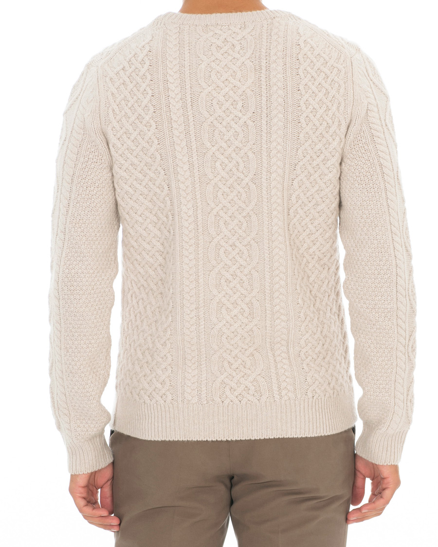 Homme | Pulls Et Tricots | Morris Heritage | Cable Knitted Cashmere O-Neck Off White