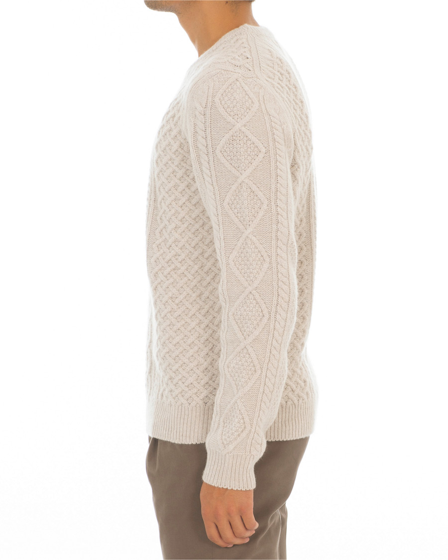 Homme | Pulls Et Tricots | Morris Heritage | Cable Knitted Cashmere O-Neck Off White