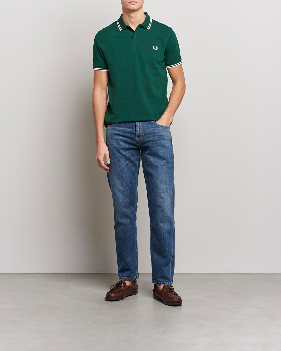 Homme | Polos | Fred Perry | Twin Tipped Polo Shirt Ivy/Snow White