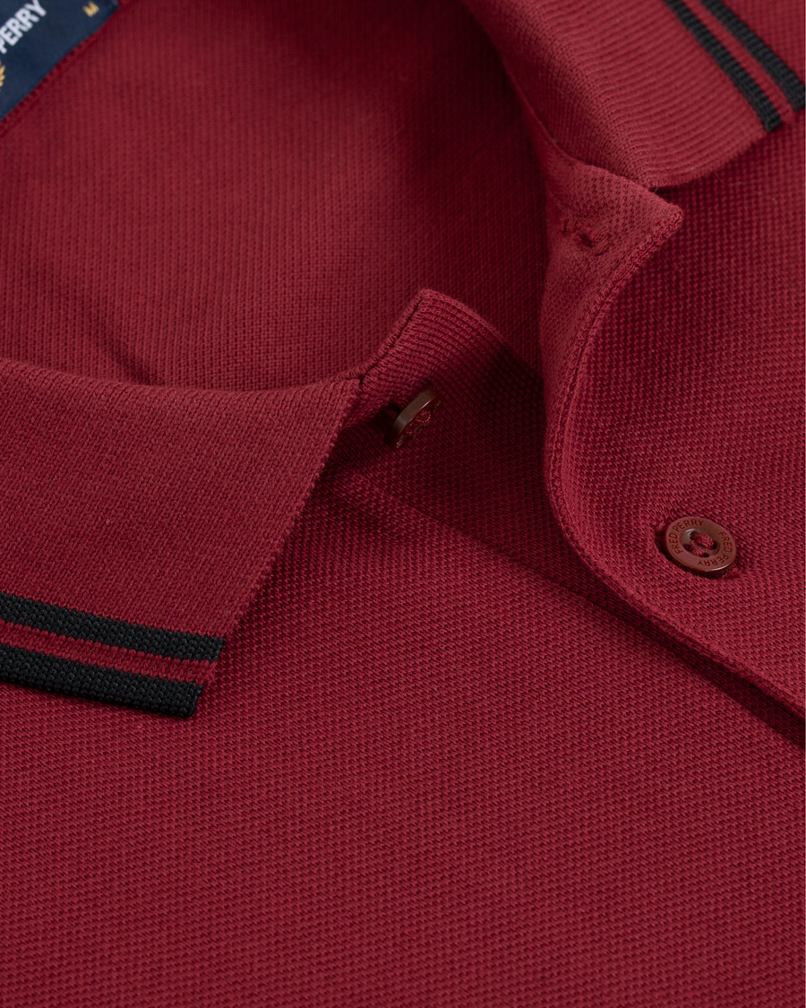 Heren | Truien | Fred Perry | Slim Fit Long Sleeve Polo Twin Tip Wine Red
