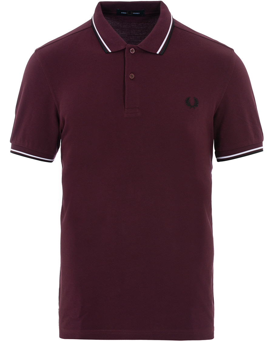 Homme | Polos | Fred Perry | Slim Fit Polo Twin Tip Wine Red/White