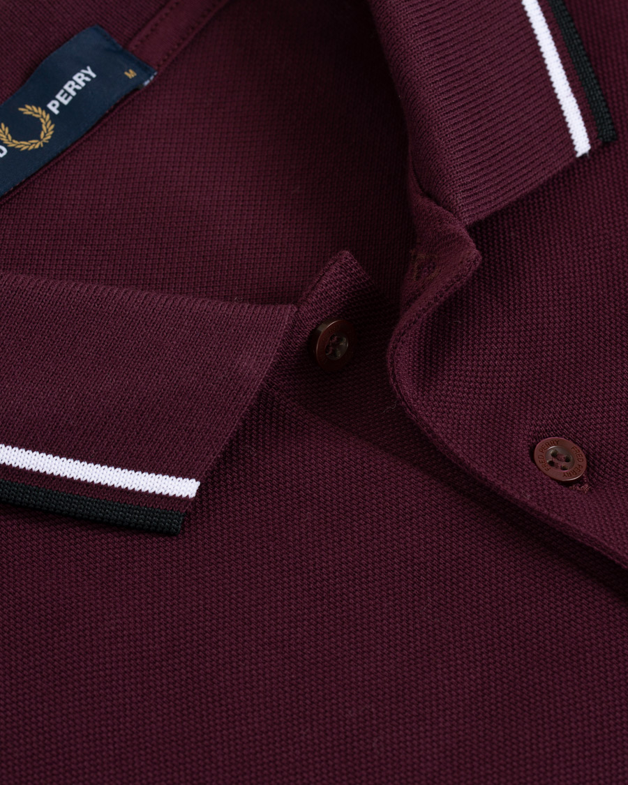 Homme | Polos | Fred Perry | Slim Fit Polo Twin Tip Wine Red/White