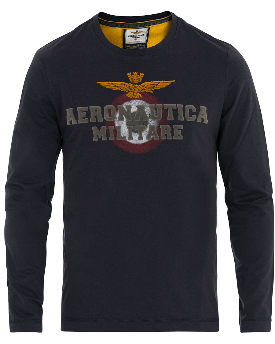 Heren | T-shirts | Aeronautica Militare | TS1640 Long Sleeve Crew Neck Tee Navy