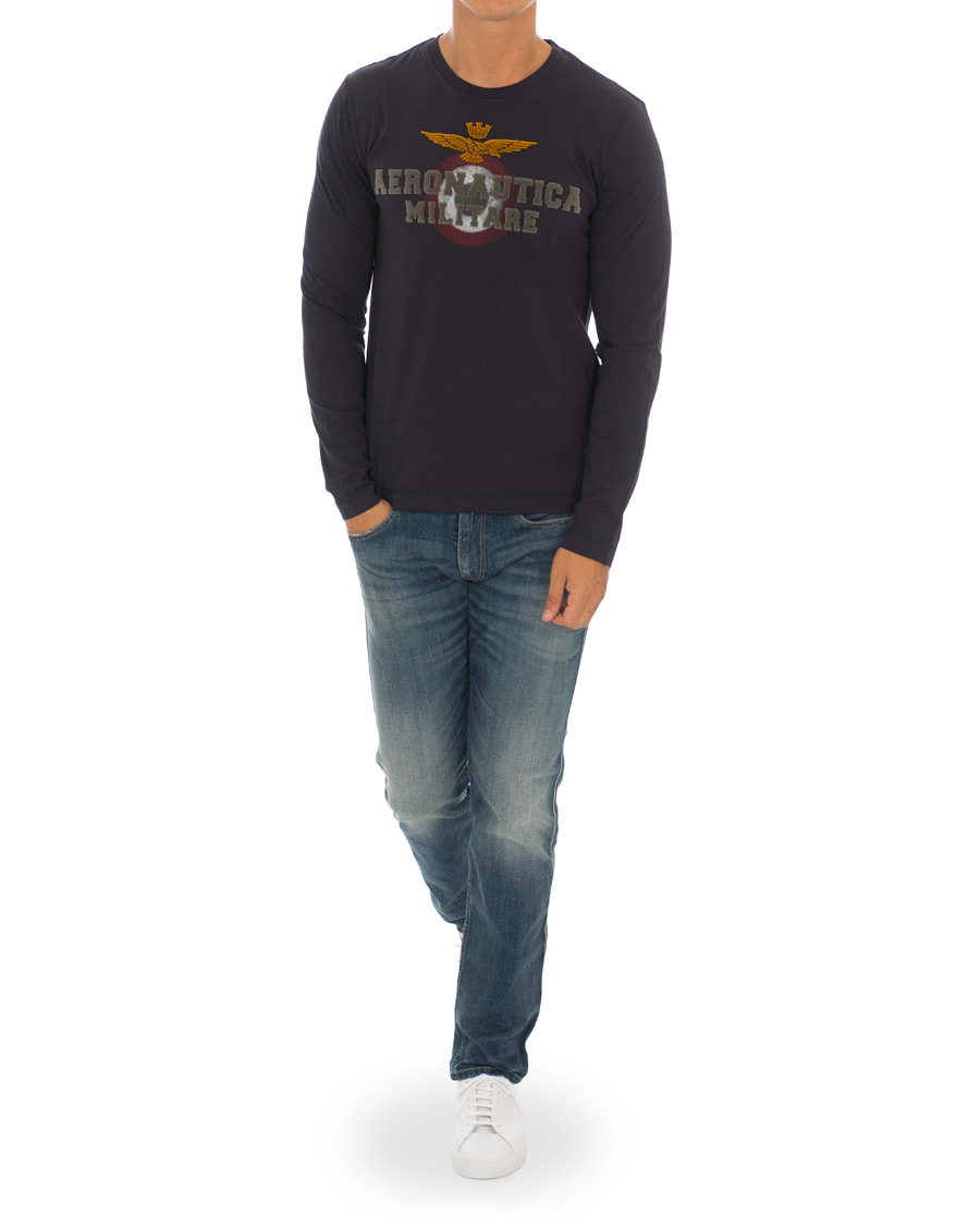 Heren | T-shirts | Aeronautica Militare | TS1640 Long Sleeve Crew Neck Tee Navy