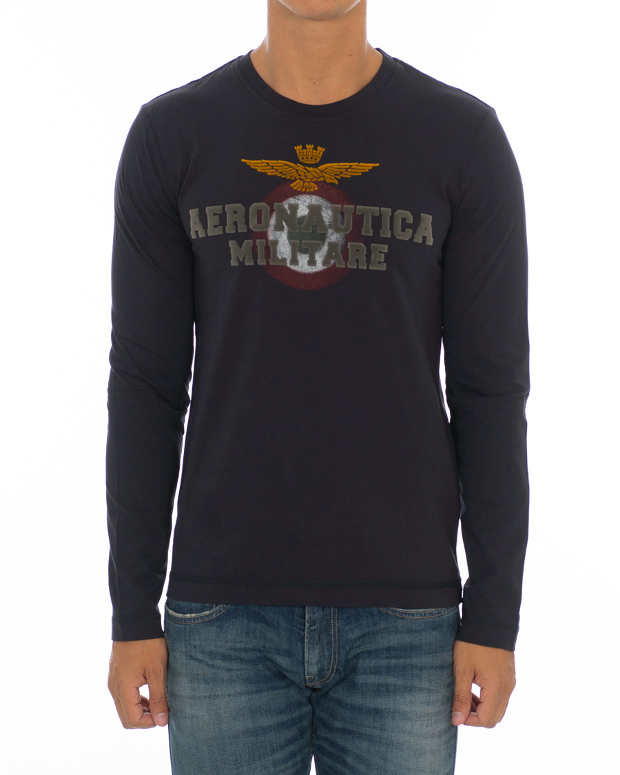 Heren | T-shirts | Aeronautica Militare | TS1640 Long Sleeve Crew Neck Tee Navy
