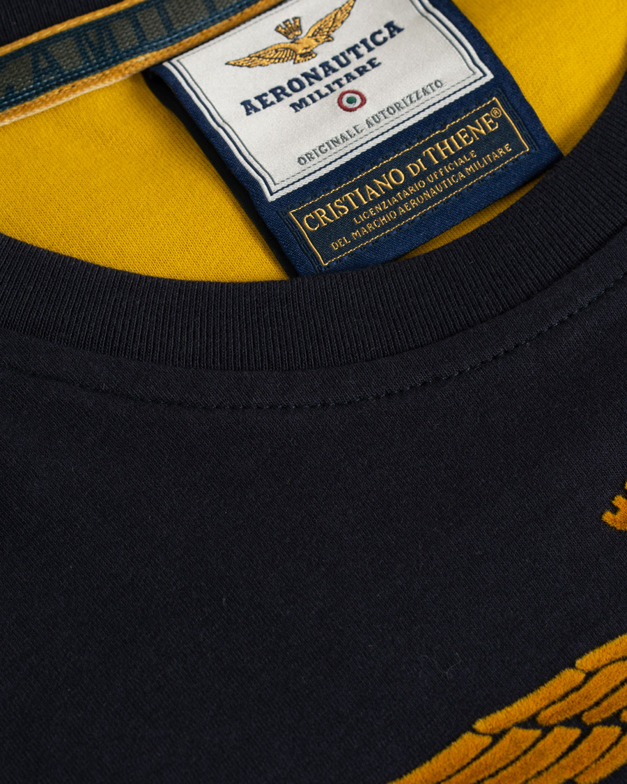 Heren | T-shirts | Aeronautica Militare | TS1640 Long Sleeve Crew Neck Tee Navy