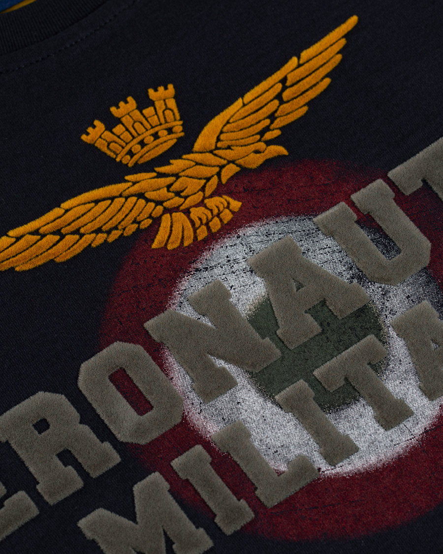Heren | T-shirts | Aeronautica Militare | TS1640 Long Sleeve Crew Neck Tee Navy