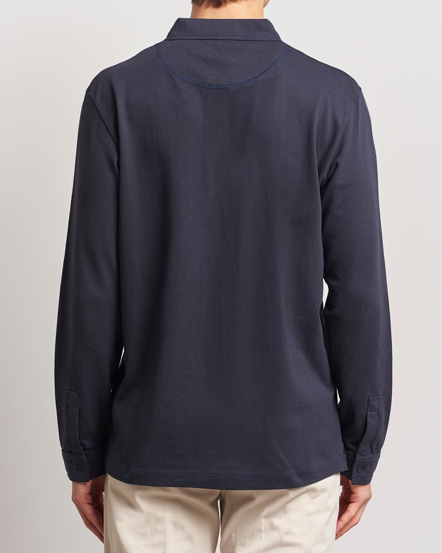 Homme | Polos | Sunspel | Long Sleeve Riviera Polo Shirt Navy
