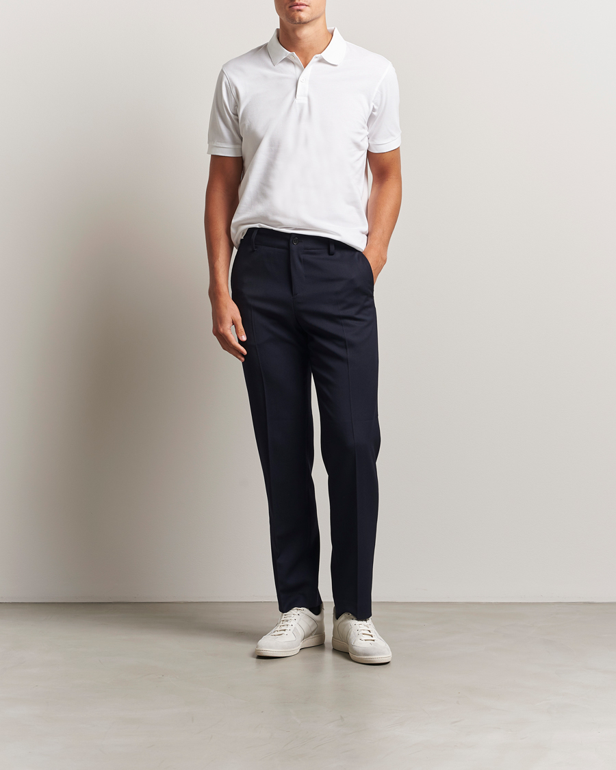 Homme | Polos | Sunspel | Short Sleeve Pique Polo White