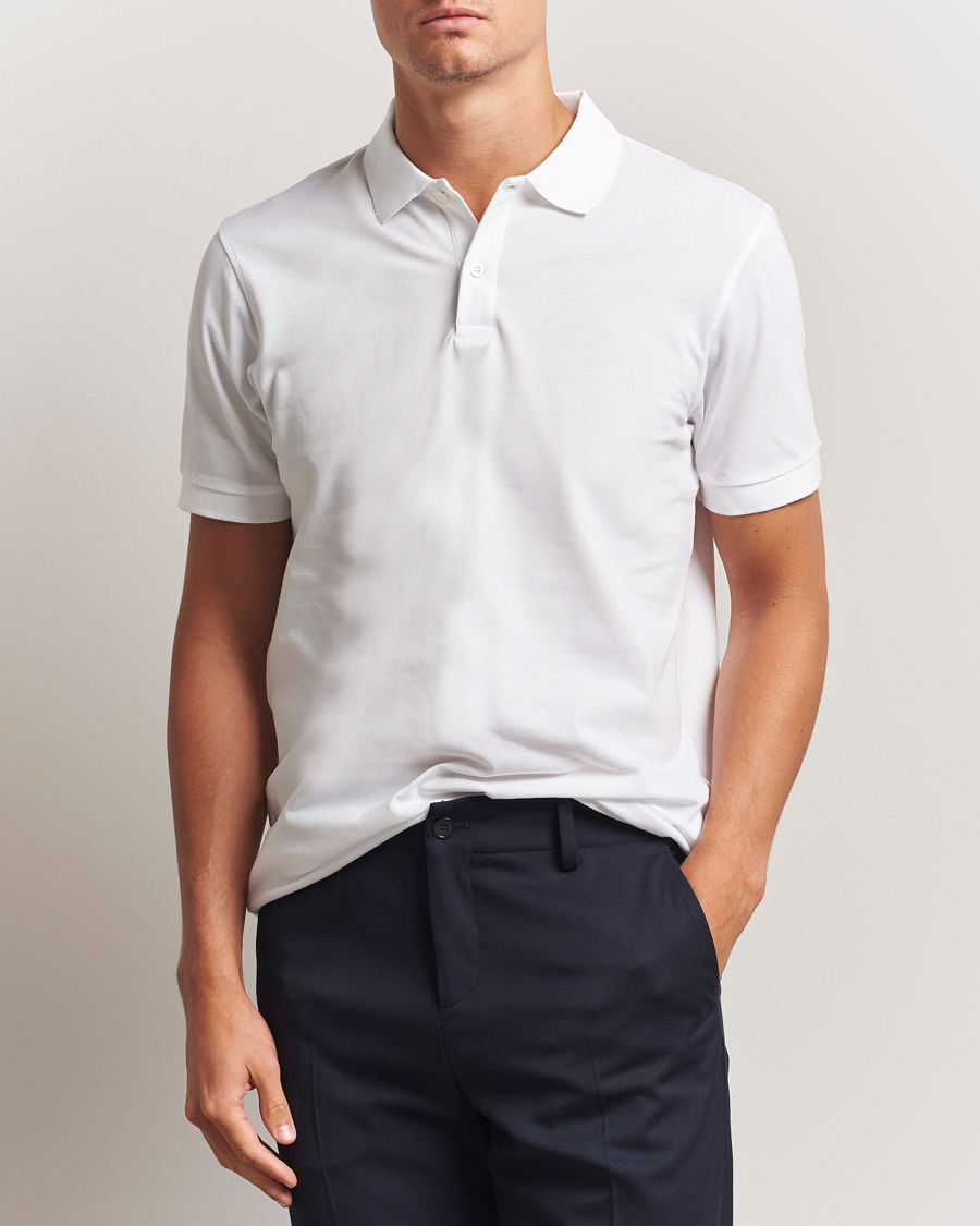 Homme | Polos | Sunspel | Short Sleeve Pique Polo White
