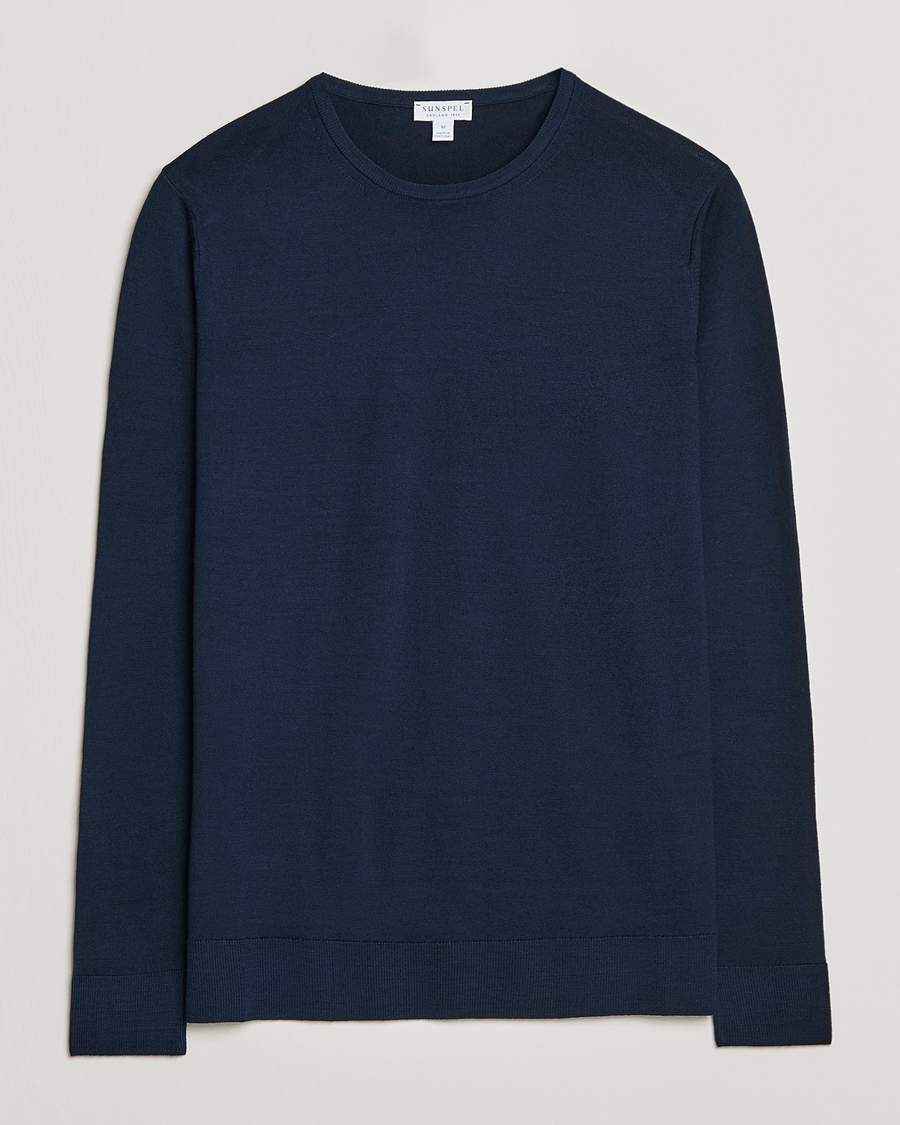 Homme | Pulls Et Tricots | Sunspel | Crew Neck Jumper Light Navy