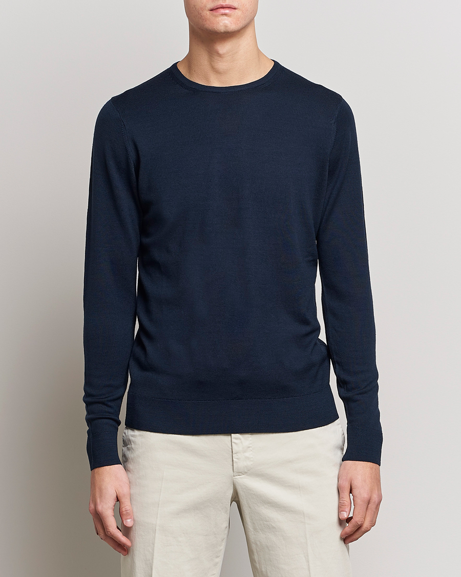 Homme | Pulls Et Tricots | Sunspel | Crew Neck Jumper Light Navy