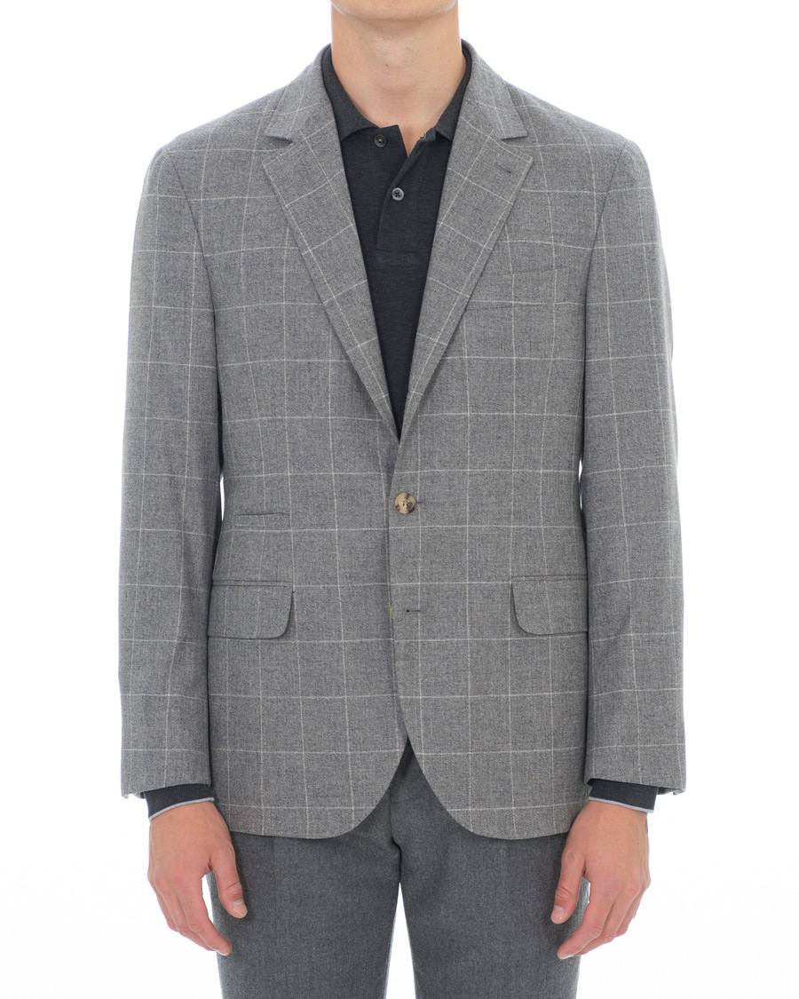 Heren | Blazers | Brunello Cucinelli | Windowpane Check Blazer Light Grey