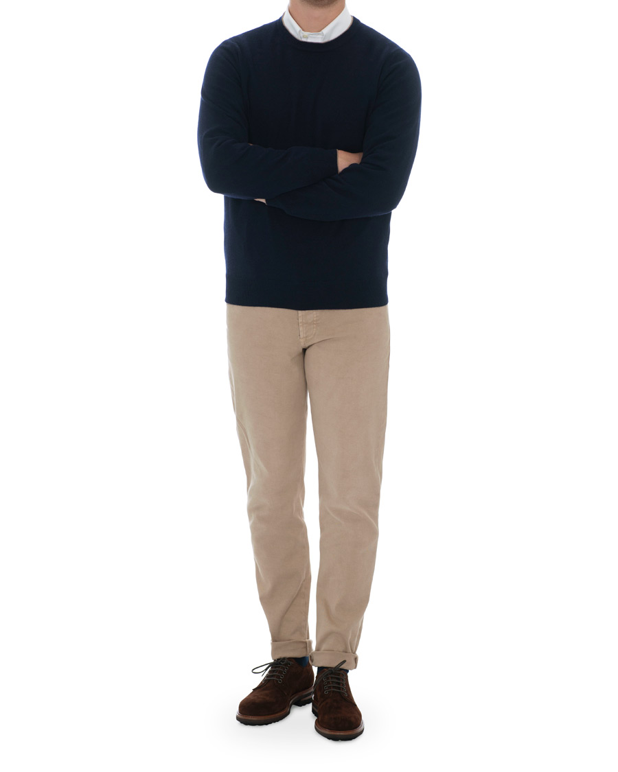 Homme | Pulls Et Tricots | Brunello Cucinelli | Cashmere Contrast Crew Neck Sweater Navy