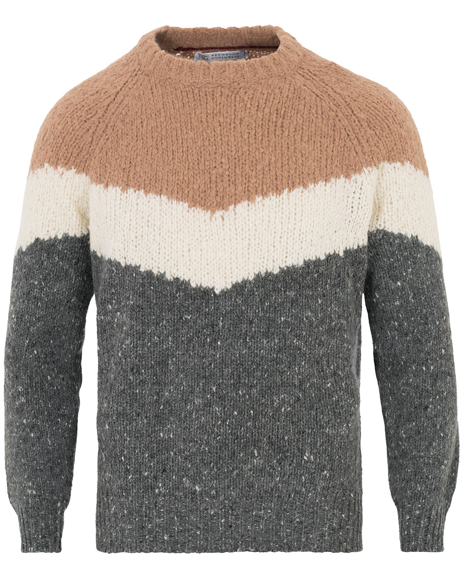 Homme | Pulls Et Tricots | Brunello Cucinelli | Alpaca Blend Heavy Knit Grey/Camel