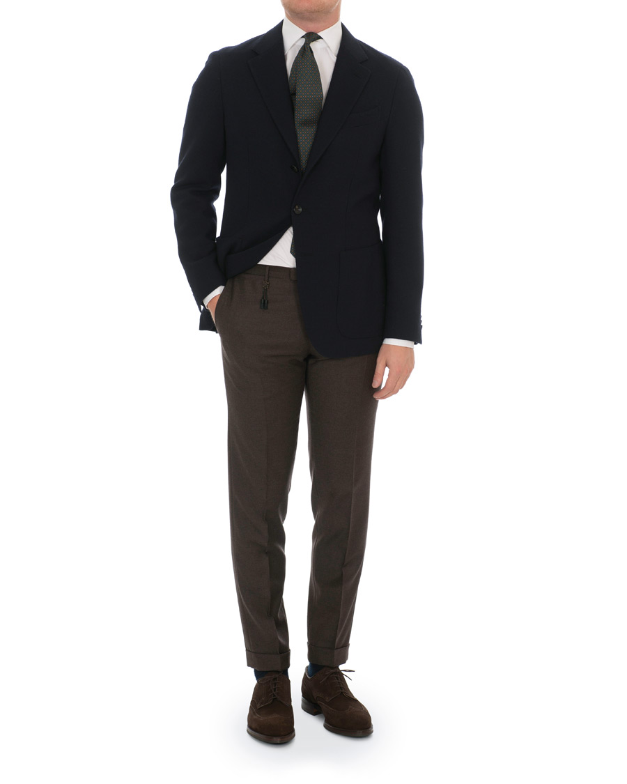Heren | Broeken | Incotex | Slim Fit Flannel Trousers Dark Brown