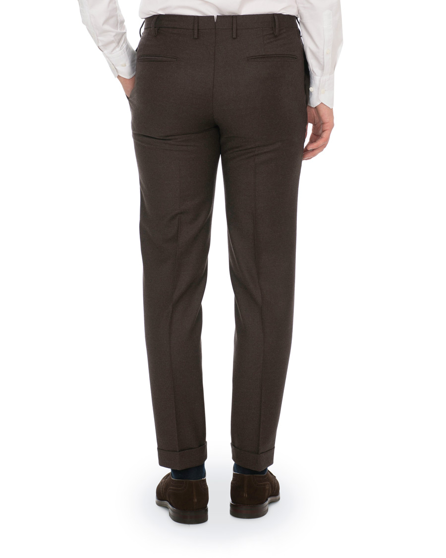 Heren | Broeken | Incotex | Slim Fit Flannel Trousers Dark Brown