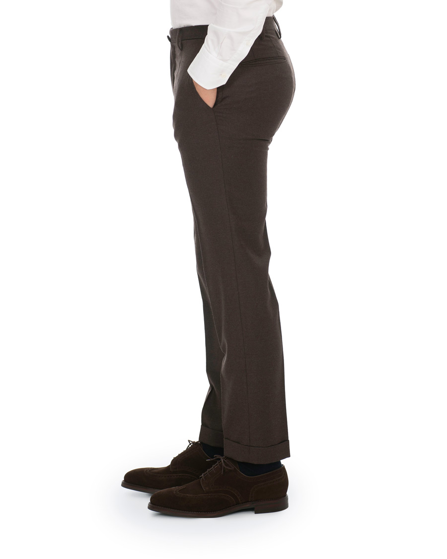 Heren | Broeken | Incotex | Slim Fit Flannel Trousers Dark Brown