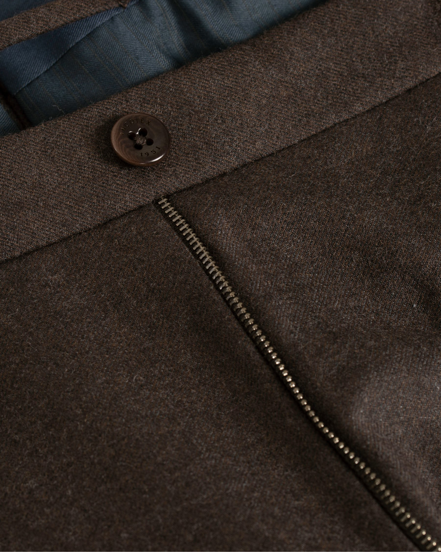 Heren | Broeken | Incotex | Slim Fit Flannel Trousers Dark Brown