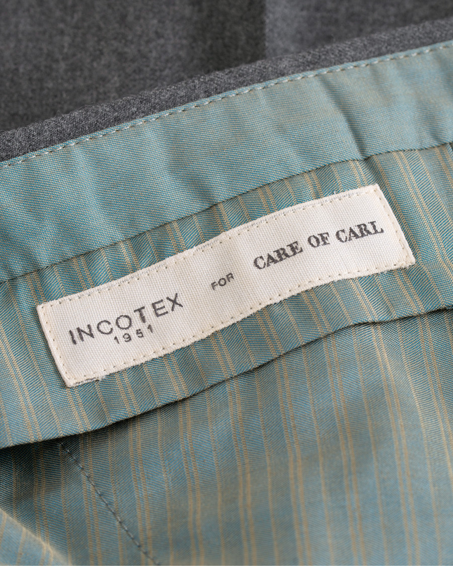 Heren | Broeken | Incotex | Slim Fit Flannel Trousers Light Grey