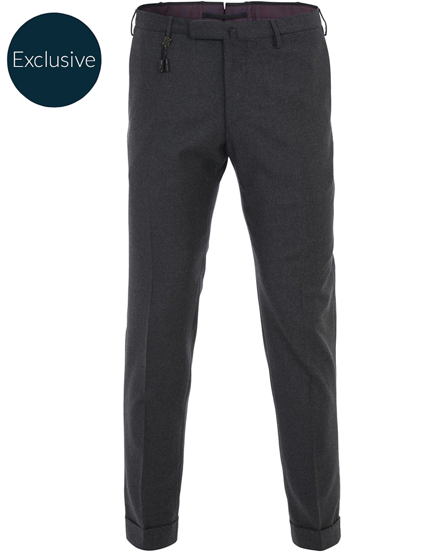 Homme | Pantalons | Incotex | Slim Fit Flannel Trousers Dark Grey