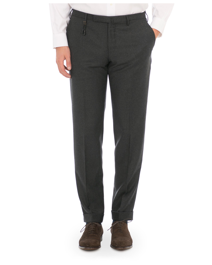 Homme | Pantalons | Incotex | Slim Fit Flannel Trousers Dark Grey