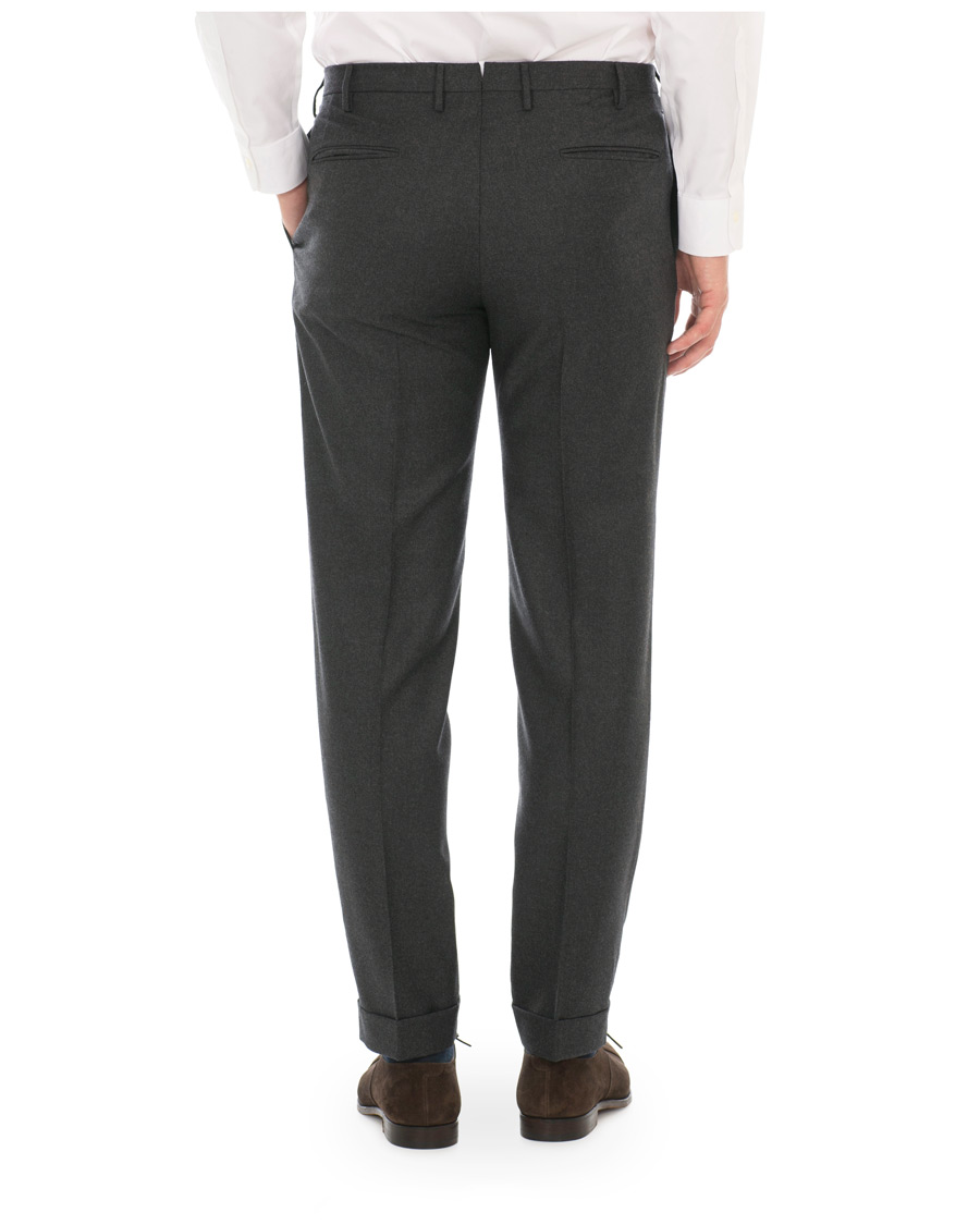 Homme | Pantalons | Incotex | Slim Fit Flannel Trousers Dark Grey