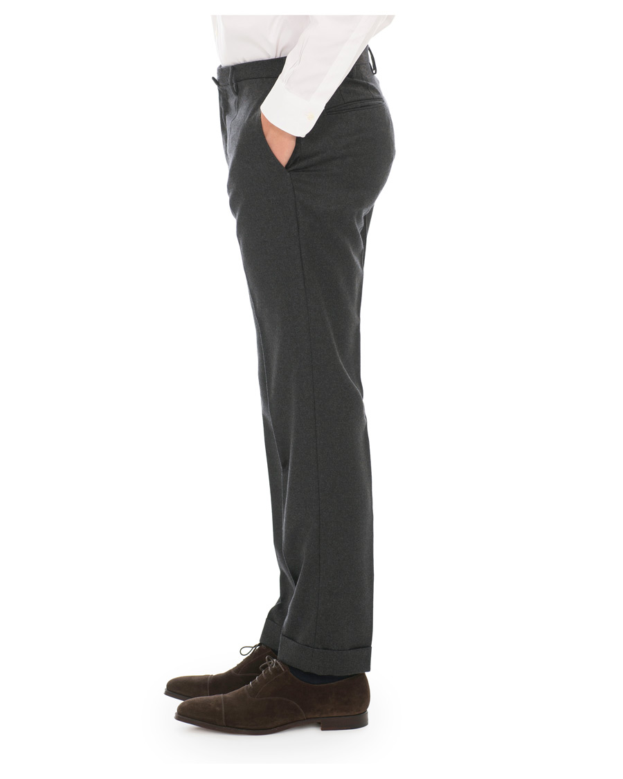 Homme | Pantalons | Incotex | Slim Fit Flannel Trousers Dark Grey