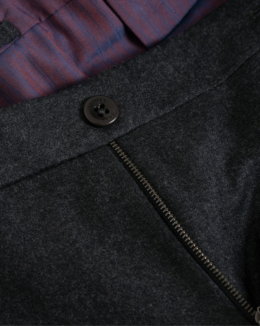 Homme | Pantalons | Incotex | Slim Fit Flannel Trousers Dark Grey