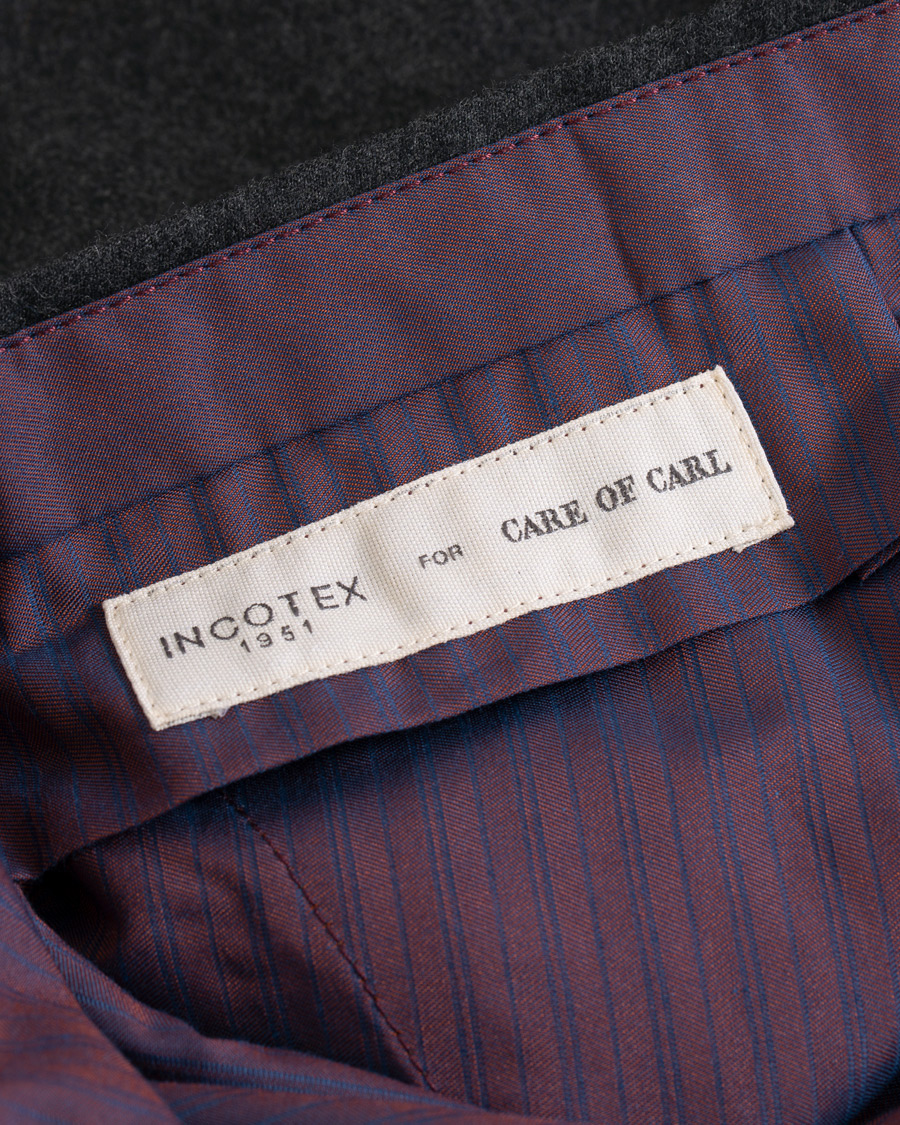 Homme | Pantalons | Incotex | Slim Fit Flannel Trousers Dark Grey