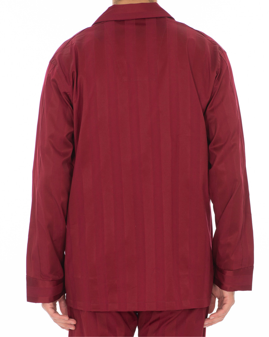Heren | Pyjama's en gewaden | Derek Rose | Cotton Satin Striped Pyjama Set Wine Red