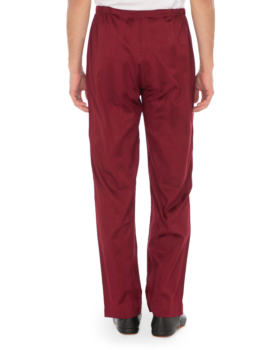 Heren | Pyjama's en gewaden | Derek Rose | Cotton Satin Striped Pyjama Set Wine Red