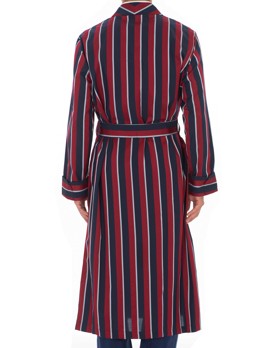 Homme | Peignoirs Et Pyjamas | Derek Rose | Striped Cotton Satin Dressing Gown Red/Blue/White