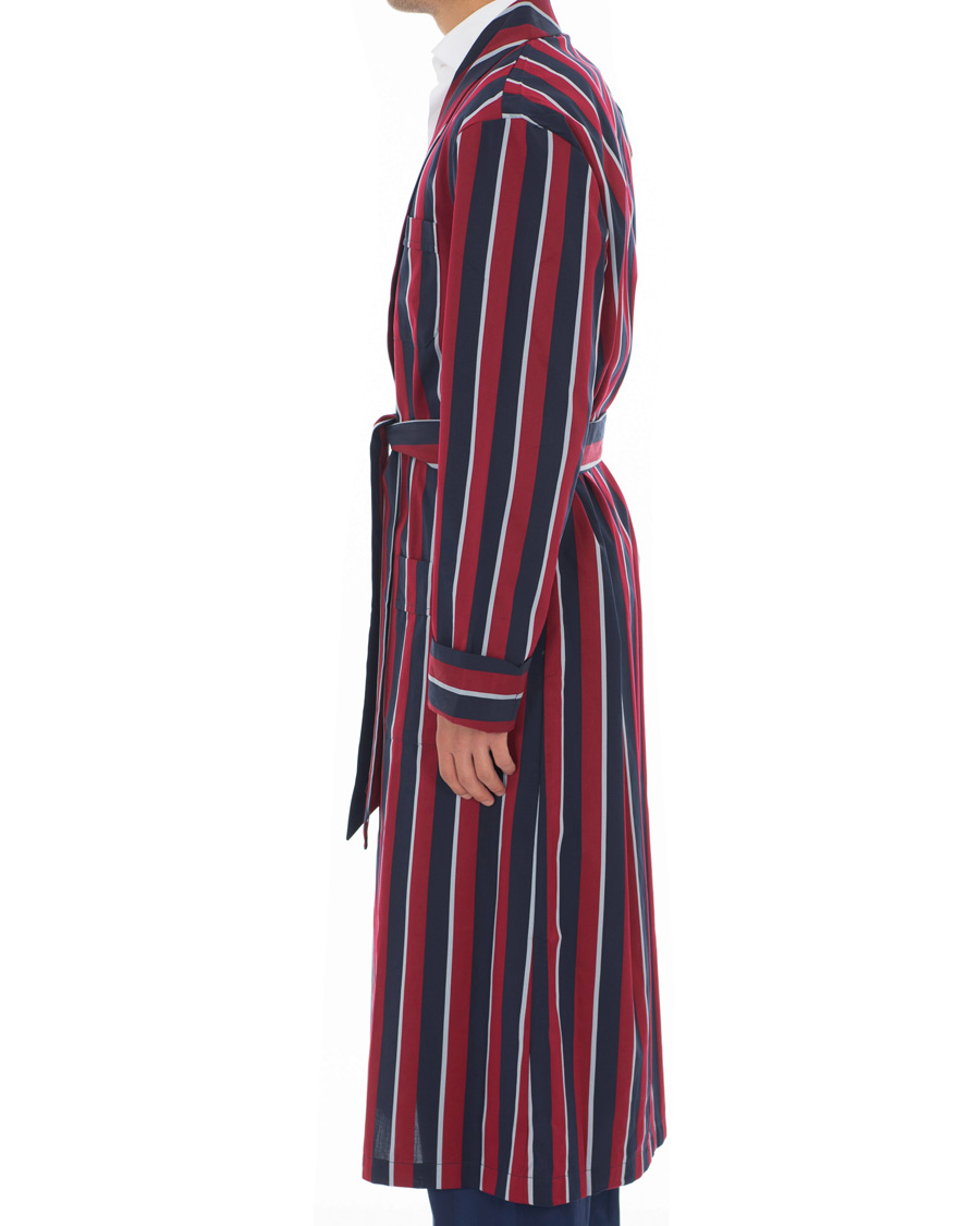 Homme | Peignoirs Et Pyjamas | Derek Rose | Striped Cotton Satin Dressing Gown Red/Blue/White