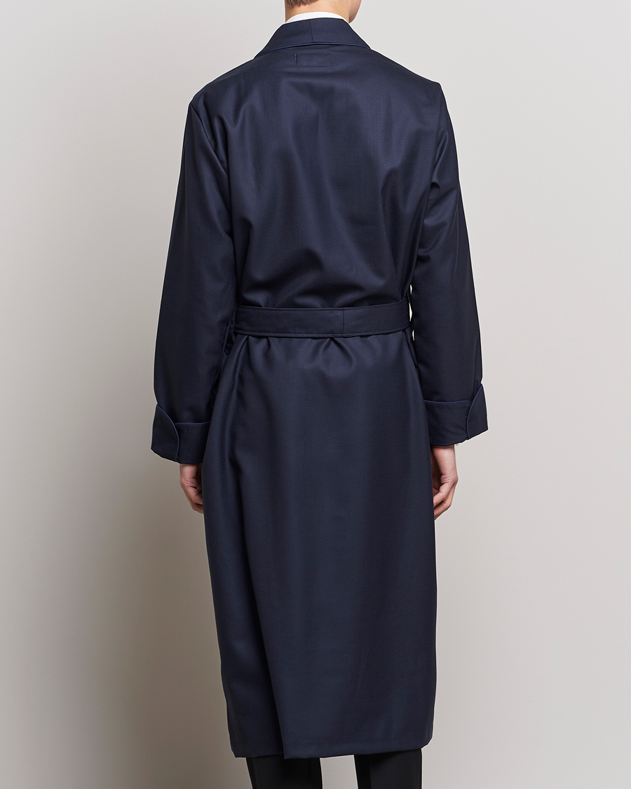 Homme | | Derek Rose | Pure Wool Dressing Gown Navy