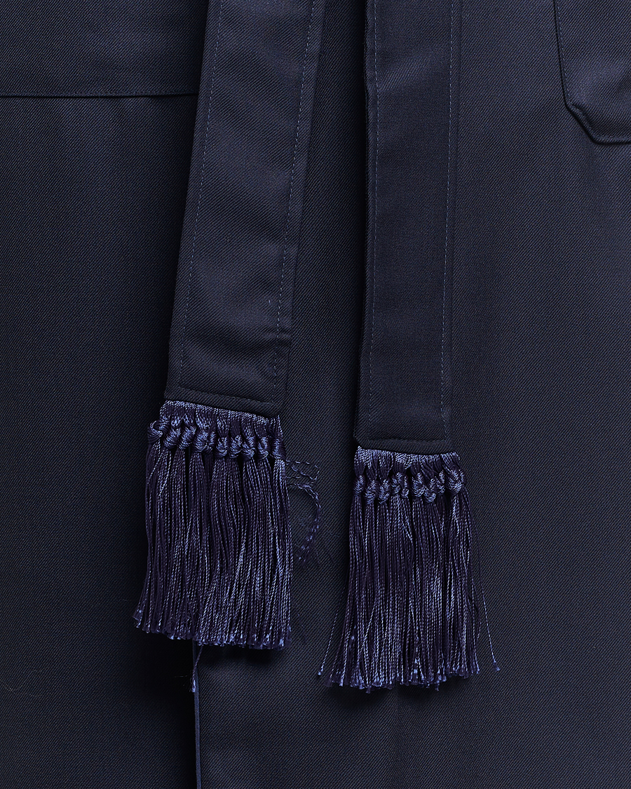 Homme | | Derek Rose | Pure Wool Dressing Gown Navy