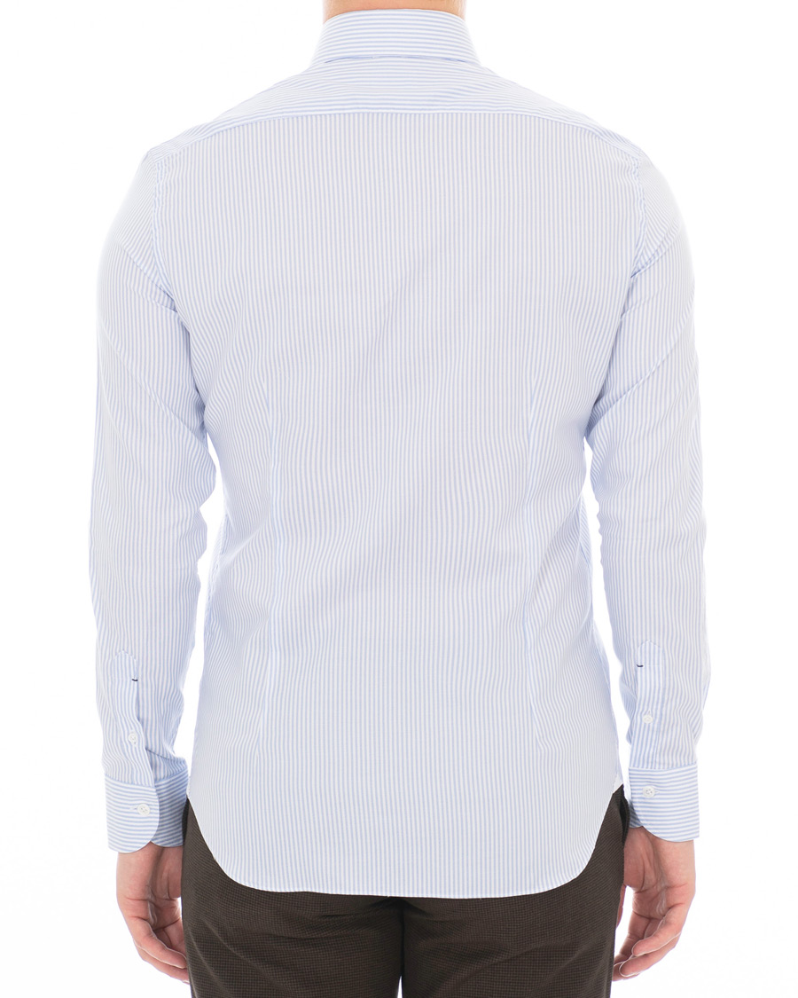 Homme | Chemises | Mazzarelli | Soft Oxford Button Down Striped Shirt Light Blue