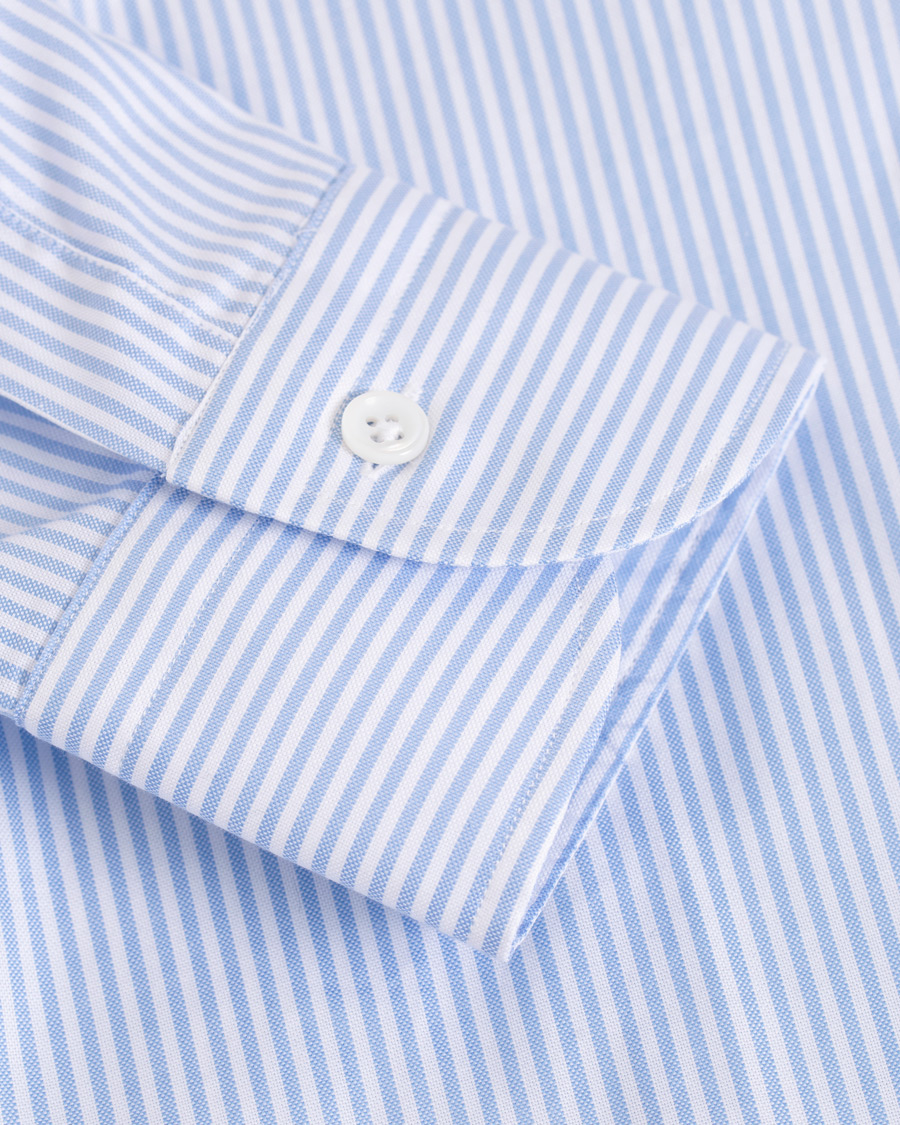 Homme | Chemises | Mazzarelli | Soft Oxford Button Down Striped Shirt Light Blue