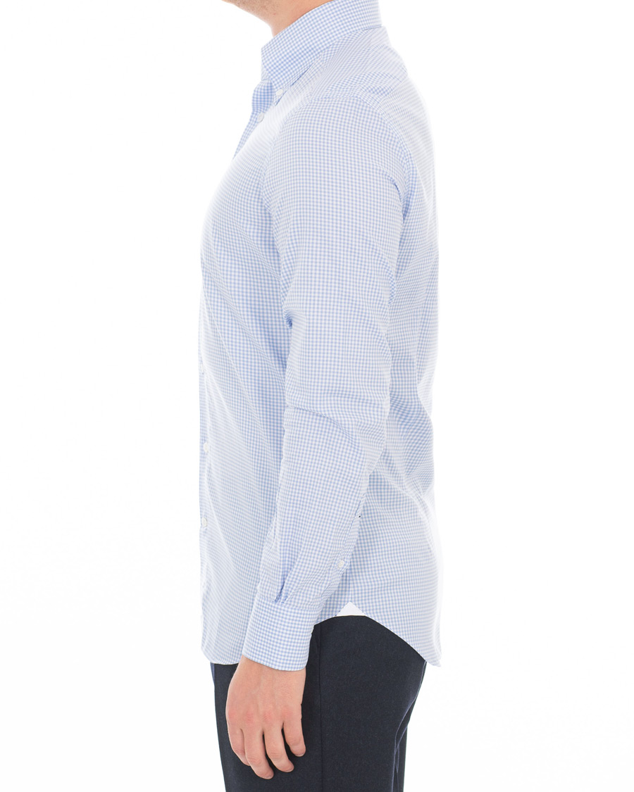 Heren | Overhemden | Mazzarelli | Soft Oxford Button Down Check Shirt Light Blue