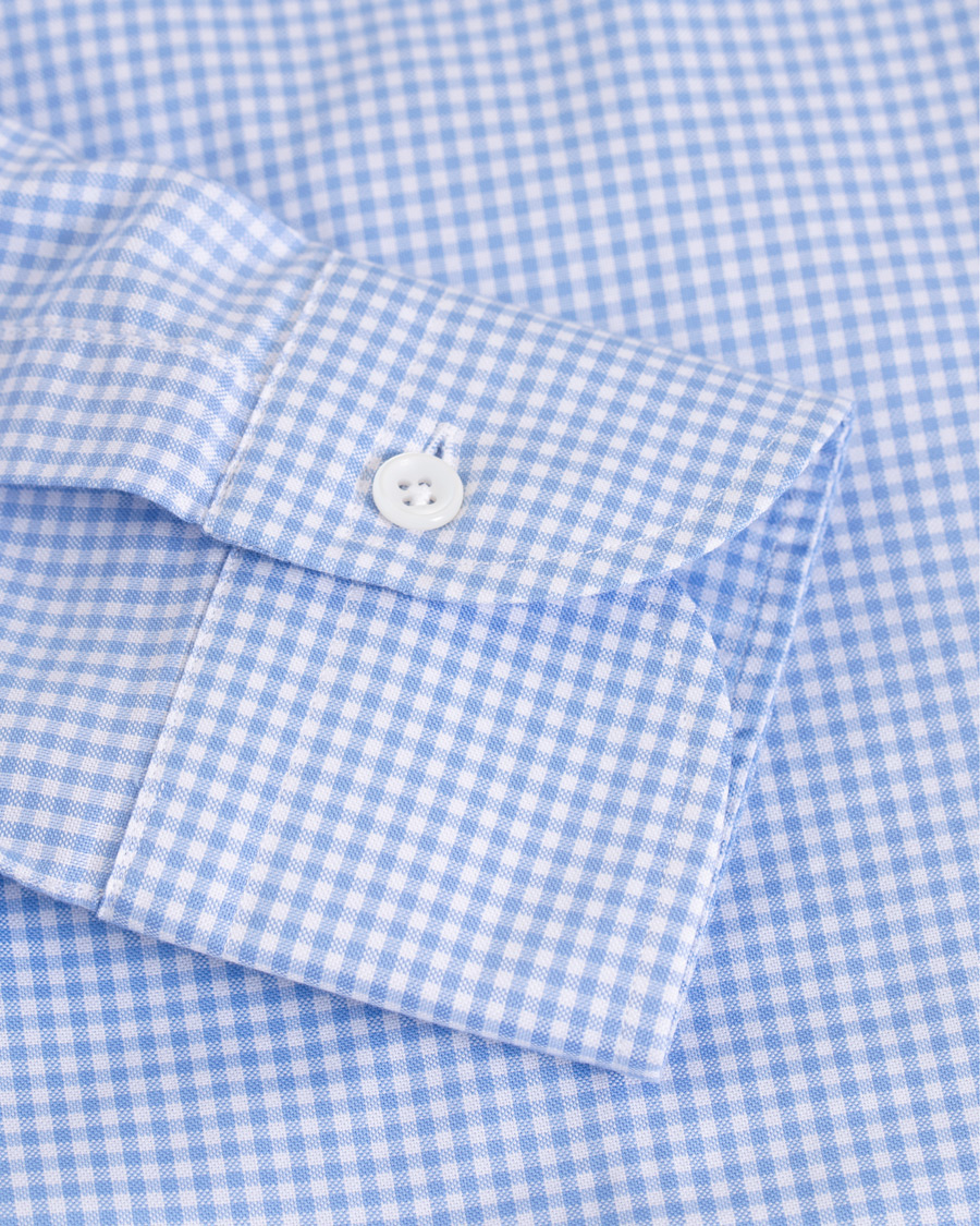 Heren | Overhemden | Mazzarelli | Soft Oxford Button Down Check Shirt Light Blue