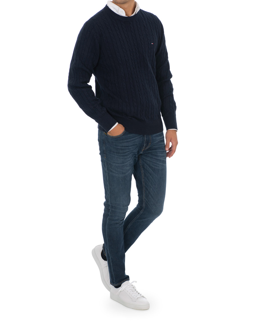 Heren | Truien | Tommy Hilfiger | Classic Cable Crew Neck Sky Captain Heather