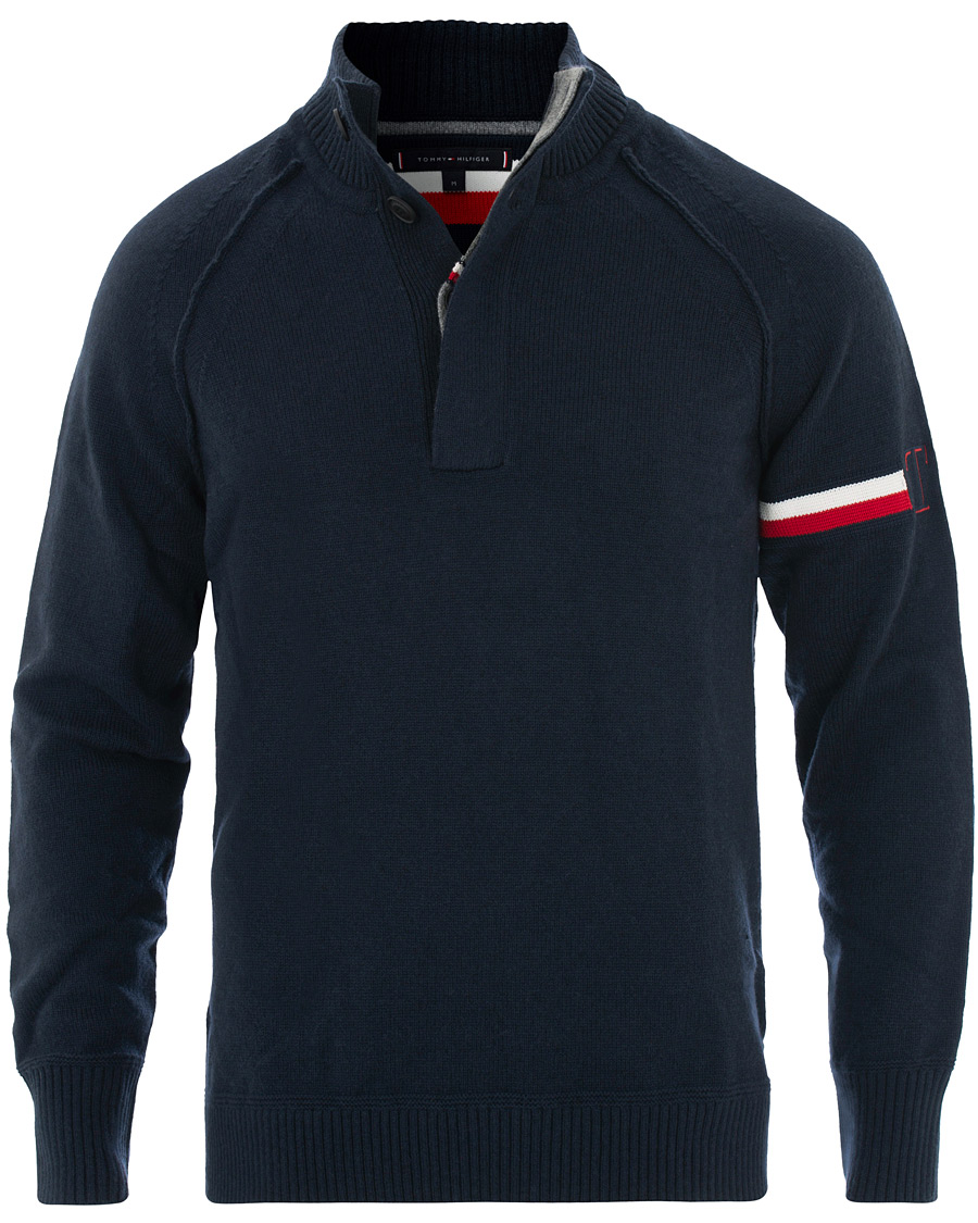 Homme | Pulls Et Tricots | Tommy Hilfiger | Monogram Button Mock Neck Sky Captain
