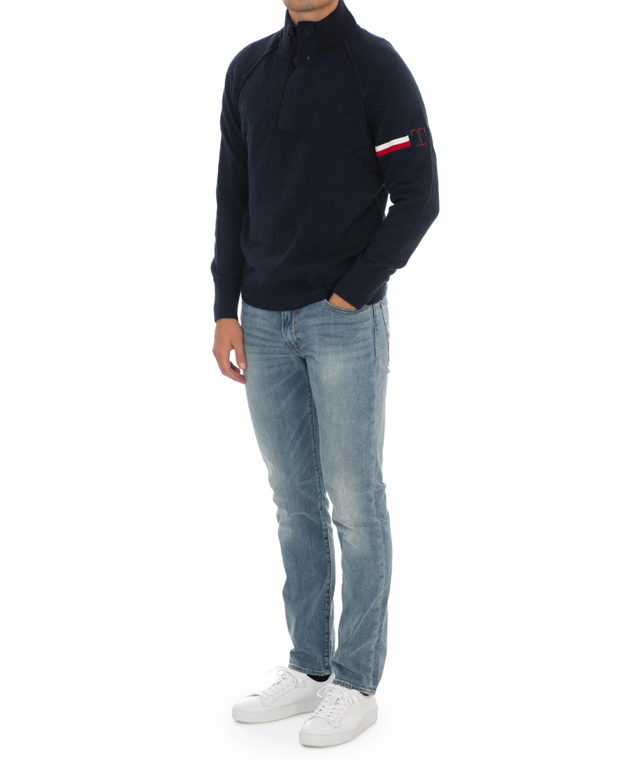 Homme | Pulls Et Tricots | Tommy Hilfiger | Monogram Button Mock Neck Sky Captain