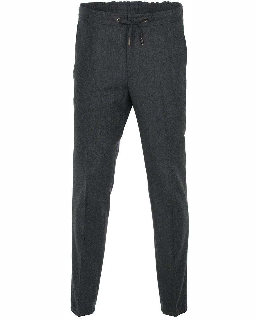 Homme | Pantalons | Z Zegna | Slim Fit Drawstring Flannel Trousers Charcoal