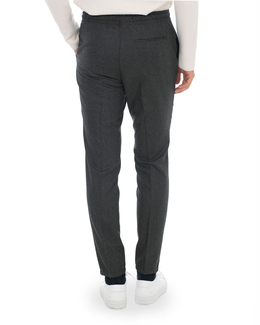 Homme | Pantalons | Z Zegna | Slim Fit Drawstring Flannel Trousers Charcoal