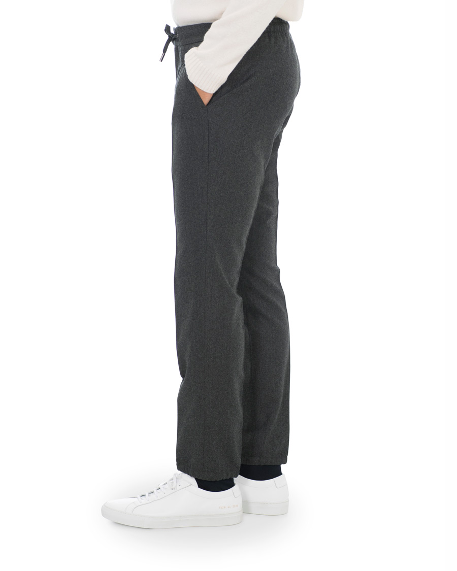 Homme | Pantalons | Z Zegna | Slim Fit Drawstring Flannel Trousers Charcoal