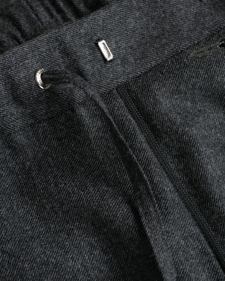 Homme | Pantalons | Z Zegna | Slim Fit Drawstring Flannel Trousers Charcoal