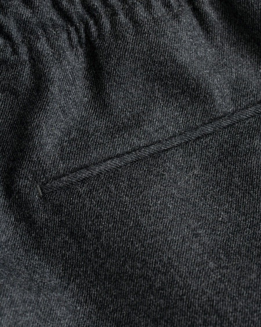Homme | Pantalons | Z Zegna | Slim Fit Drawstring Flannel Trousers Charcoal
