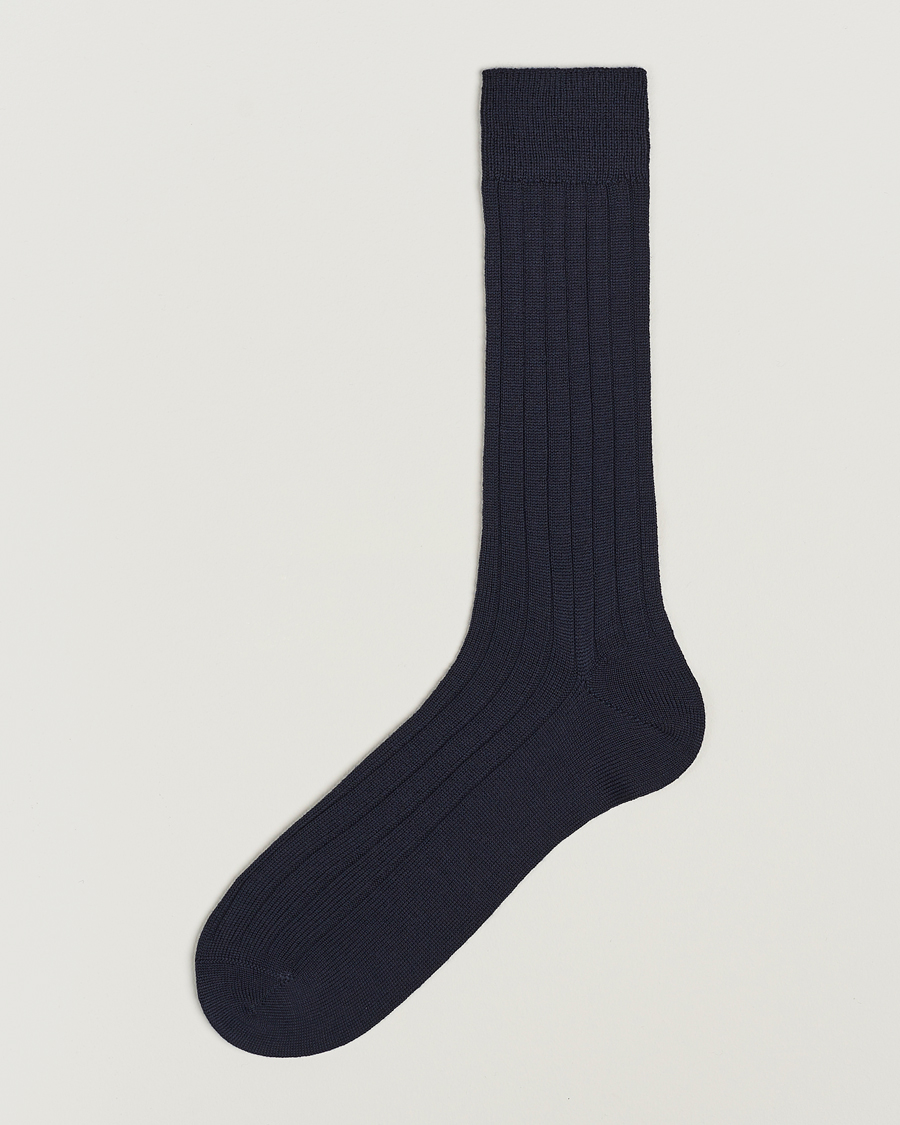 Homme | Sous-Vêtements Et Chaussettes | Bresciani | Wool/Nylon Heavy Ribbed Socks Navy